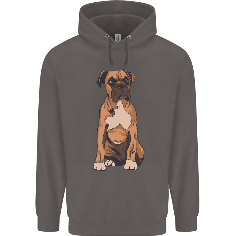 A Boxer Dog Mens 80% Cotton Hoodie Charcoal