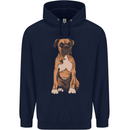 A Boxer Dog Mens 80% Cotton Hoodie Navy Blue