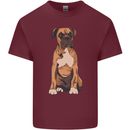 A Boxer Dog Mens Cotton T-Shirt Tee Top Maroon