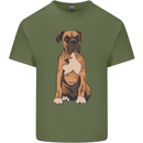 A Boxer Dog Mens Cotton T-Shirt Tee Top Military Green