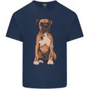 A Boxer Dog Mens Cotton T-Shirt Tee Top Navy Blue