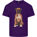 A Boxer Dog Mens Cotton T-Shirt Tee Top Purple