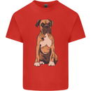 A Boxer Dog Mens Cotton T-Shirt Tee Top Red