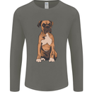 A Boxer Dog Mens Long Sleeve T-Shirt Charcoal