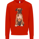 A Boxer Dog Mens Sweatshirt Jumper Bright Red