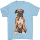 A Boxer Dog Mens T-Shirt 100% Cotton Light Blue