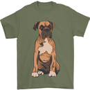 A Boxer Dog Mens T-Shirt 100% Cotton Military Green