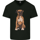 A Boxer Dog Mens V-Neck Cotton T-Shirt Black