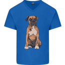 A Boxer Dog Mens V-Neck Cotton T-Shirt Royal Blue