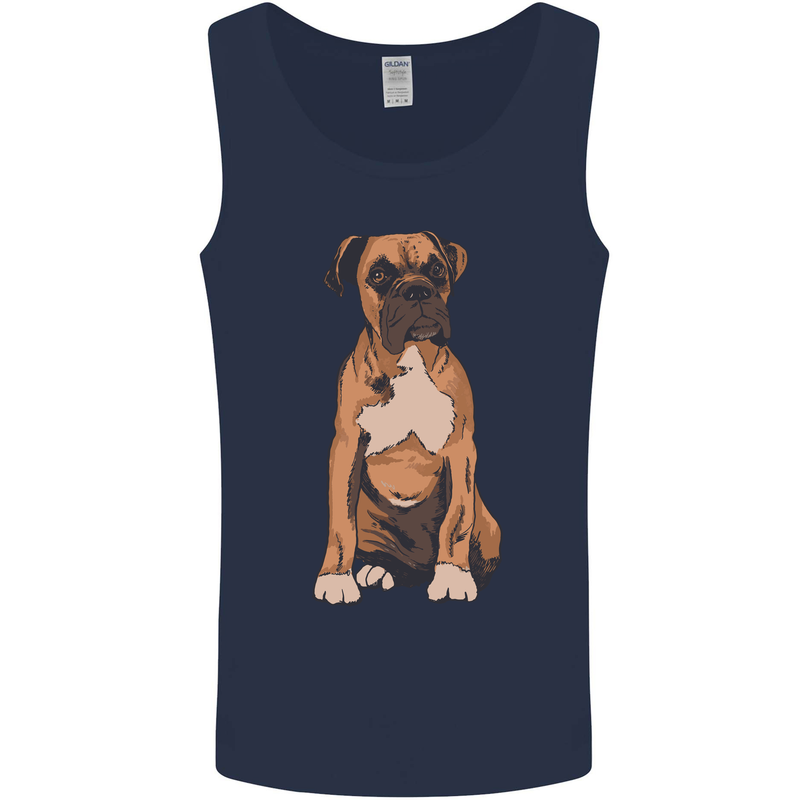 A Boxer Dog Mens Vest Tank Top Navy Blue