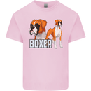 A Boxer Illustration Dog Kids T-Shirt Childrens Light Pink
