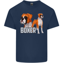 A Boxer Illustration Dog Kids T-Shirt Childrens Navy Blue