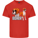 A Boxer Illustration Dog Kids T-Shirt Childrens Red