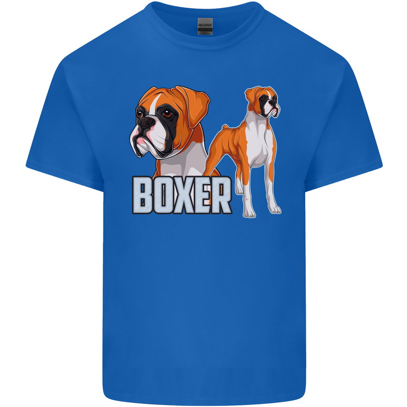 A Boxer Illustration Dog Kids T-Shirt Childrens Royal Blue