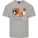 A Boxer Illustration Dog Kids T-Shirt Childrens Sports Grey