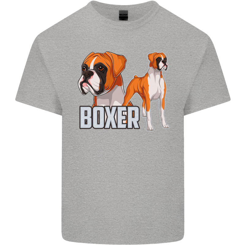 A Boxer Illustration Dog Kids T-Shirt Childrens Sports Grey