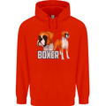 A Boxer Illustration Dog Mens 80% Cotton Hoodie Bright Red