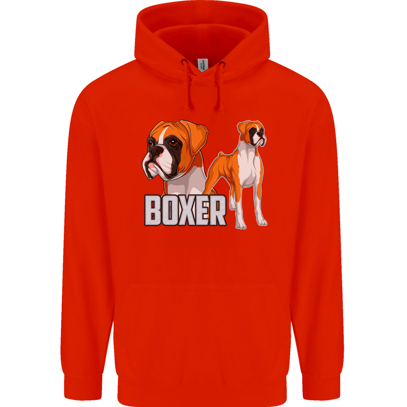 A Boxer Illustration Dog Mens 80% Cotton Hoodie Bright Red