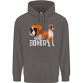 A Boxer Illustration Dog Mens 80% Cotton Hoodie Charcoal