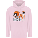 A Boxer Illustration Dog Mens 80% Cotton Hoodie Light Pink