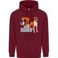 A Boxer Illustration Dog Mens 80% Cotton Hoodie Maroon