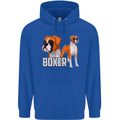 A Boxer Illustration Dog Mens 80% Cotton Hoodie Royal Blue