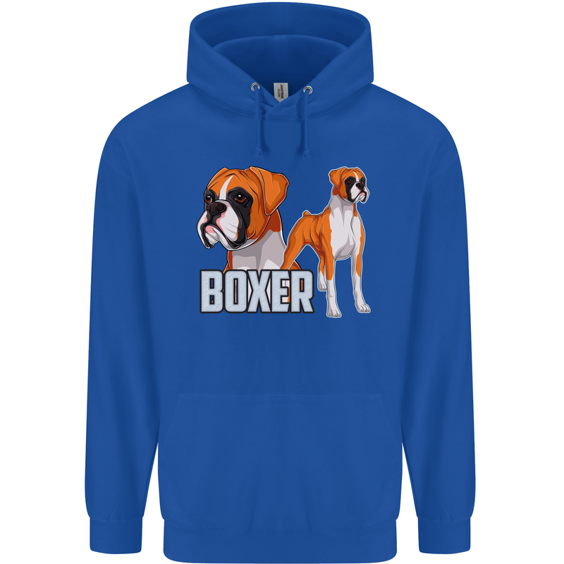 A Boxer Illustration Dog Mens 80% Cotton Hoodie Royal Blue