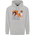 A Boxer Illustration Dog Mens 80% Cotton Hoodie Sports Grey