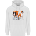 A Boxer Illustration Dog Mens 80% Cotton Hoodie White