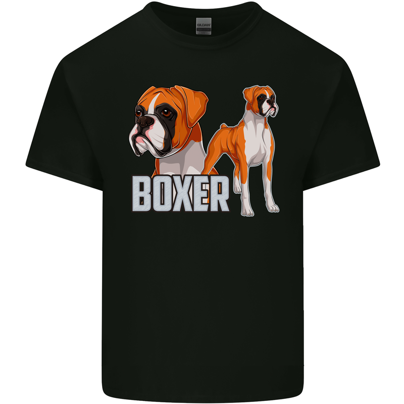 A Boxer Illustration Dog Mens Cotton T-Shirt Tee Top Black