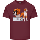 A Boxer Illustration Dog Mens Cotton T-Shirt Tee Top Maroon