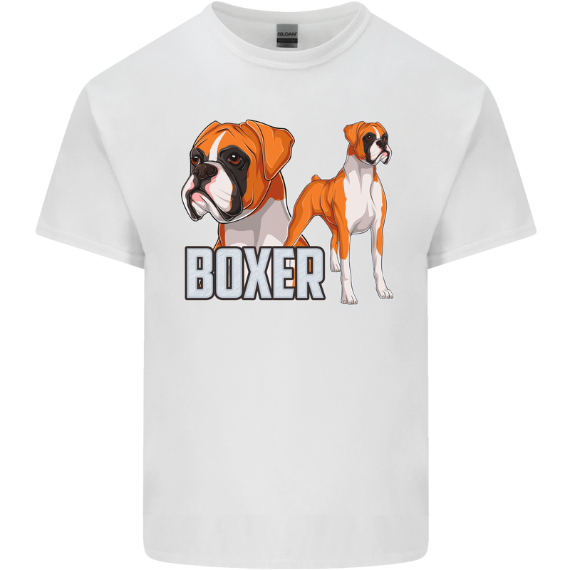 A Boxer Illustration Dog Mens Cotton T-Shirt Tee Top White