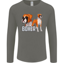 A Boxer Illustration Dog Mens Long Sleeve T-Shirt Charcoal