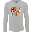A Boxer Illustration Dog Mens Long Sleeve T-Shirt Sports Grey