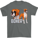 A Boxer Illustration Dog Mens T-Shirt 100% Cotton Charcoal