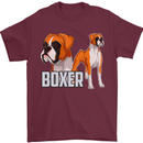 A Boxer Illustration Dog Mens T-Shirt 100% Cotton Maroon