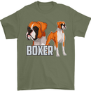 A Boxer Illustration Dog Mens T-Shirt 100% Cotton Military Green