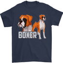 A Boxer Illustration Dog Mens T-Shirt 100% Cotton Navy Blue