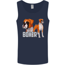 A Boxer Illustration Dog Mens Vest Tank Top Navy Blue