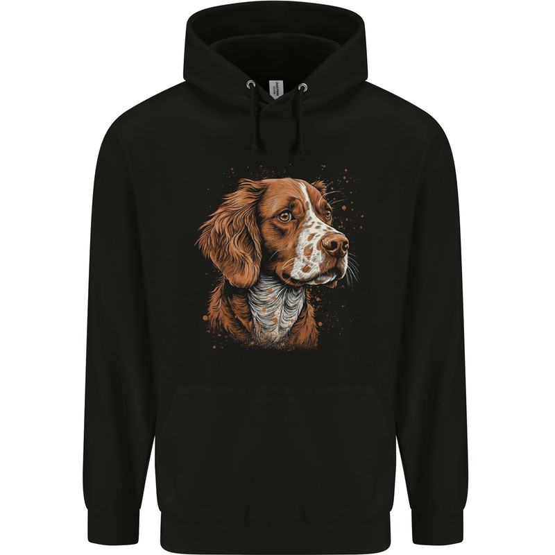 A Brittany Spaniel Dog Childrens Kids Hoodie Black