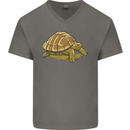 A Brown Tortoise Mens V-Neck Cotton T-Shirt Charcoal