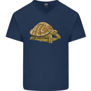 A Brown Tortoise Mens V-Neck Cotton T-Shirt Navy Blue