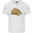 A Brown Tortoise Mens V-Neck Cotton T-Shirt White