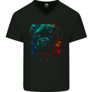 A Cane Corso Dog Mens V-Neck Cotton T-Shirt Black