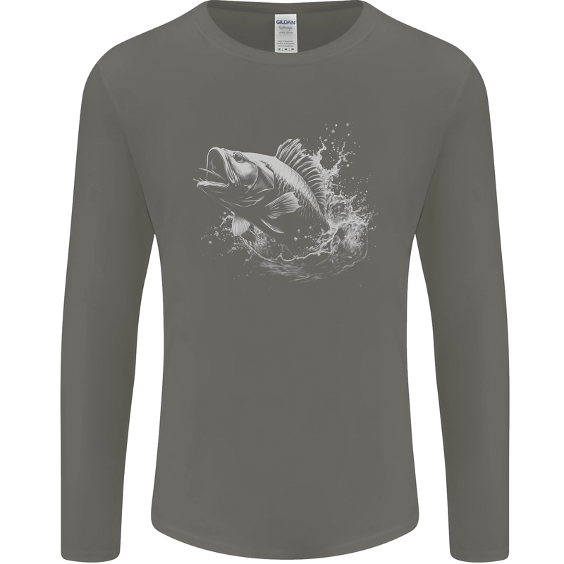 A Carp Fish Mens Long Sleeve T-Shirt Charcoal