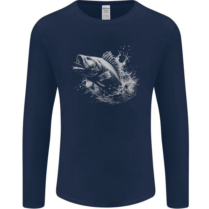 A Carp Fish Mens Long Sleeve T-Shirt Navy Blue