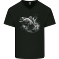 A Carp Fish Mens V-Neck Cotton T-Shirt Black
