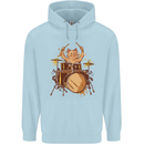 A Cat Drummer Drumming Childrens Kids Hoodie Light Blue