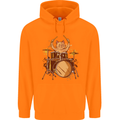 A Cat Drummer Drumming Childrens Kids Hoodie Orange