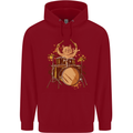 A Cat Drummer Drumming Childrens Kids Hoodie Red